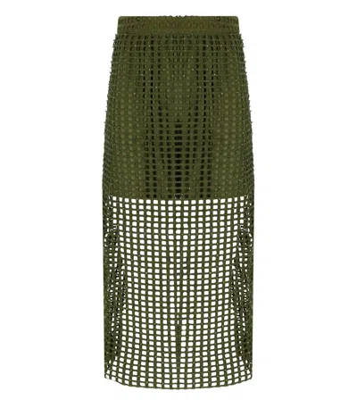 ESSENTIEL ANTWERP ESSENTIEL ANTWERP HANDKERCHIEF KHAKI MIDI SKIRT