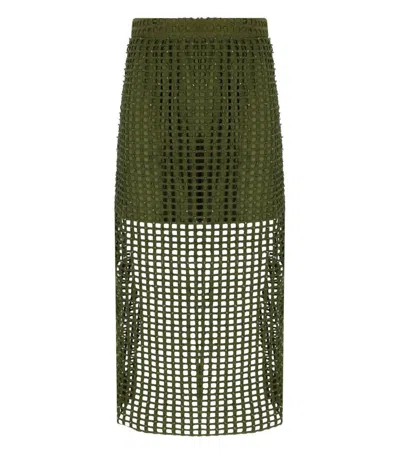 ESSENTIEL ANTWERP HANDKERCHIEF KHAKI MIDI SKIRT