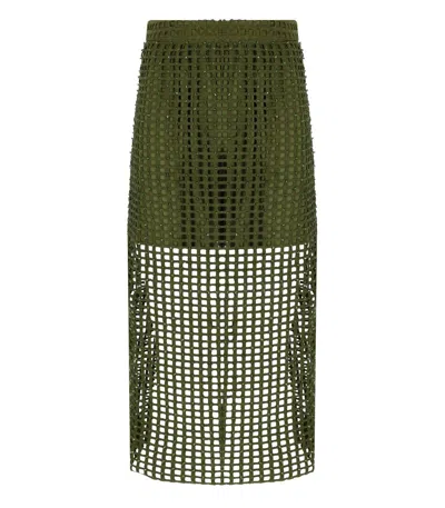 ESSENTIEL ANTWERP HANDKERCHIEF KHAKI MIDI SKIRT