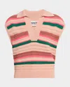 Essentiel Antwerp Hantwerp Striped Knit Polo Combo1 Nude Hazelnut In Multi