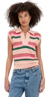 Essentiel Antwerp Hantwerp Striped Knit Polo Combo1 Nude Hazelnut