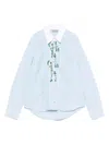 Essentiel Antwerp Hapricot Fitted Frill Shirt Combo1 Neptune Green In Blue
