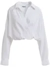 Essentiel Antwerp Wrap-effect Cotton Blouse With Deep V-neck In White