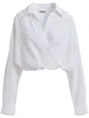 Essentiel Antwerp Wrap-effect Cotton Blouse With Deep V-neck In White