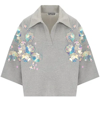 Essentiel Antwerp Harival Grey Sequins Polo Shirt