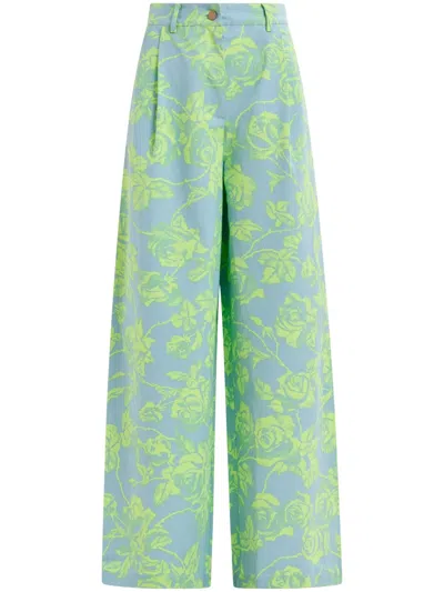 Essentiel Antwerp Harlequin Palazzo Trousers In Blue