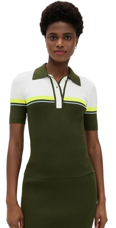Essentiel Antwerp Haustral Ribbed Polo Combo2 Kombu Green