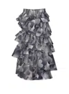 Essentiel Antwerp Tiered Ruffle Skirt With Checkered Pattern In Black