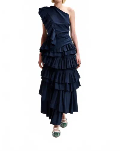 Essentiel Antwerp Hayden Tiered Ruffle Skirt In Dark Blue