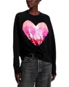Essentiel Antwerp Heater Sequined Heart Sweatshirt In Black