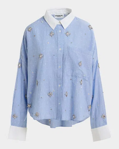 Essentiel Antwerp Helight Embellished Pinstriped Shirt In Bel Air