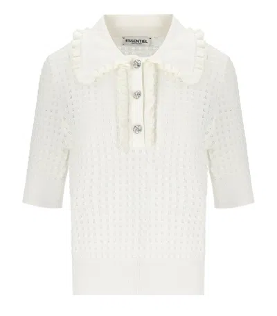 ESSENTIEL ANTWERP ESSENTIEL ANTWERP HEMIRATES WHITE KNITTED POLO SHIRT