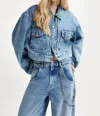 Essentiel Antwerp Hespero Cropped Denim Jacket In Blue