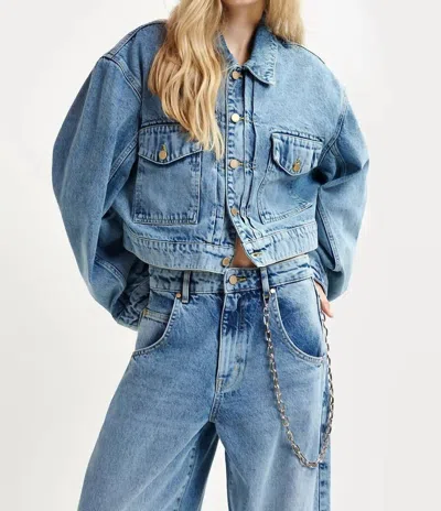 Essentiel Antwerp Hespero Cropped Denim Jacket In Blue