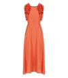 Essentiel Antwerp Hexico Coral Midi Dress In Orange