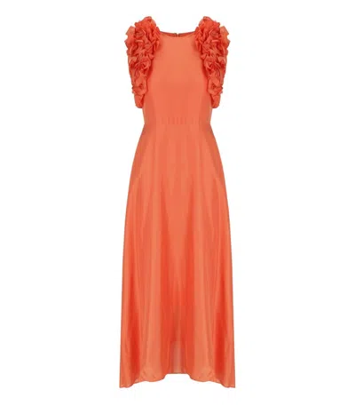 ESSENTIEL ANTWERP ESSENTIEL ANTWERP HEXICO CORAL MIDI DRESS