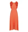 Essentiel Antwerp Hexico Coral Midi Dress In Orange