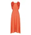 Essentiel Antwerp Hexico Coral Midi Dress In Orange
