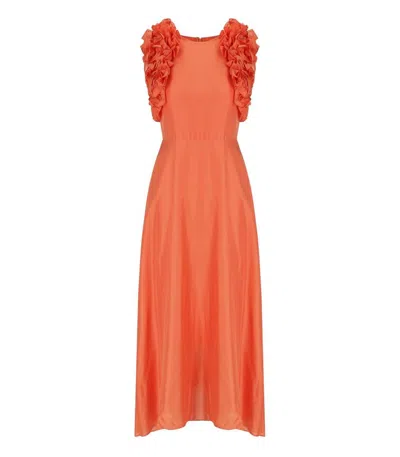 Essentiel Antwerp Hexico Coral Midi Dress In Orange