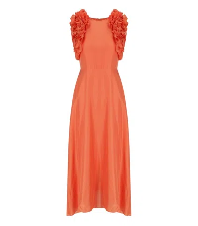 ESSENTIEL ANTWERP HEXICO CORAL MIDI DRESS