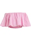 Essentiel Antwerp Pink And White Striped Off The Shoulder Blouse In Pink