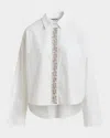 Essentiel Antwerp Cotton Shirt With Embellished Button Placket In White In White