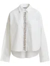 Essentiel Antwerp Cotton Shirt With Embellished Button Placket In White In Weiss