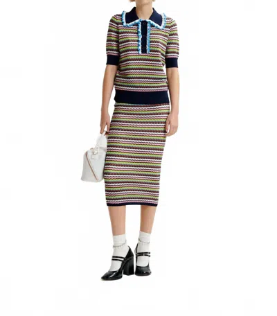 Essentiel Antwerp Himpact Striped Skirt In Off White Multi