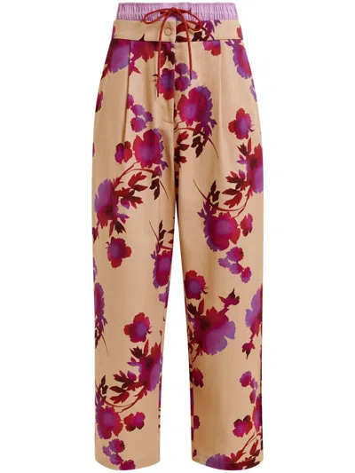 Essentiel Antwerp Hip Floral-print Trousers In Orange