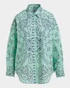 Essentiel Antwerp Histende Oversized Cotton Shirt In Turquoise