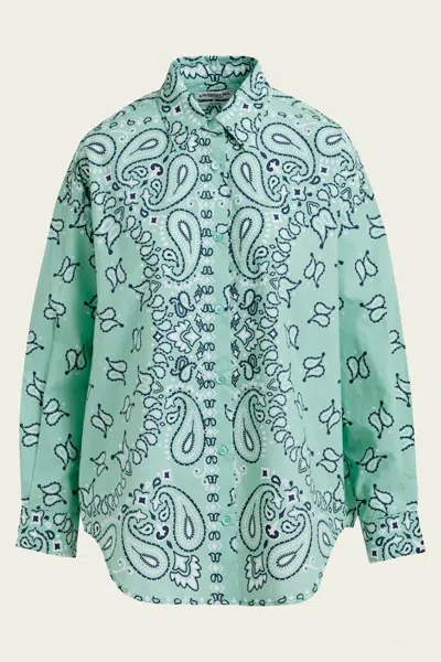 Essentiel Antwerp Histende Oversized Cotton Shirt In Turquoise