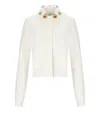 Essentiel Antwerp Embroidered Collar Cardigan In White