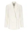 Essentiel Antwerp Hollow White Pinstriped Double-breasted Jacket