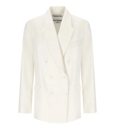 ESSENTIEL ANTWERP ESSENTIEL ANTWERP HOLLOW WHITE PINSTRIPED DOUBLE-BREASTED JACKET