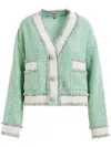 Essentiel Antwerp Hoola Cropped Frige Jacket In Green
