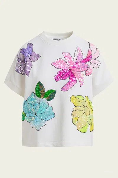 Essentiel Antwerp Horaly Sequin T-shirt In White Multi