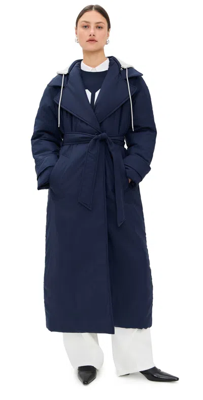 Essentiel Antwerp Horror Light Padded Rain Coat Dark Sapphire