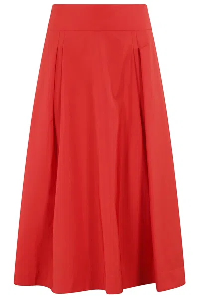 Essentiel Antwerp Hosanna Pleated Midi Skirt In Red