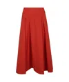 Essentiel Antwerp Hosanna Pleated Midi Skirt In Red