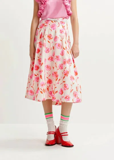 Essentiel Antwerp Hosanna Pleated Skirt In Off-white/pink/red