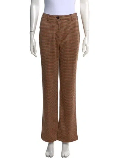 Pre-owned Essentiel Antwerp Houndstooth Print Flared Pants In Brown