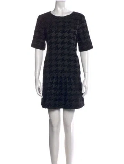 Pre-owned Essentiel Antwerp Houndstooth Print Mini Dress In Black