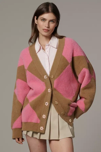 Essentiel Antwerp How Harlequin Knit Cardigan Sweater In Multi
