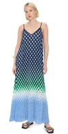 Essentiel Antwerp Hyacinth Pleated Maxi Dress In Combo2 Aqua Blue
