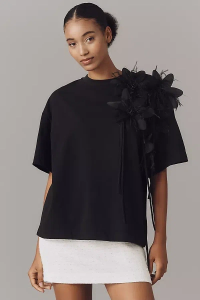 Essentiel Antwerp Ibiscus Feather Top In Black