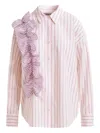 Essentiel Antwerp Ibody Ruffle-detail Striped Shirt In Neutral