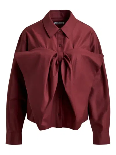 Essentiel Antwerp Ibow Bow-detail Shirt In Burgundy