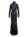 Essentiel Antwerp Ibys Ruched Asymmetric Maxi Dress In Black