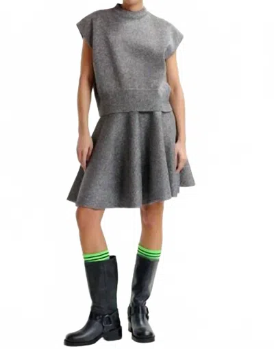 Essentiel Antwerp Icing Knit Flared Skirt In Black In Gray