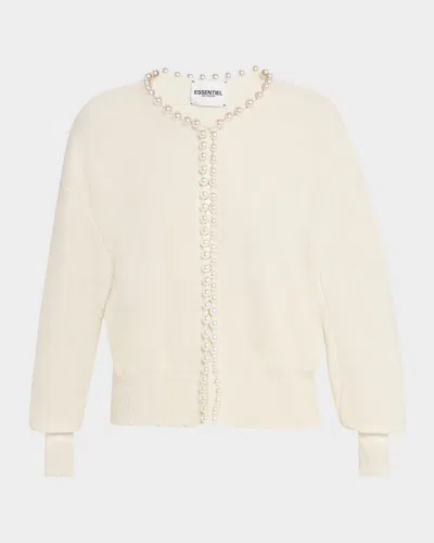 Essentiel Antwerp Ideas Embellished Knit Cardigan In White